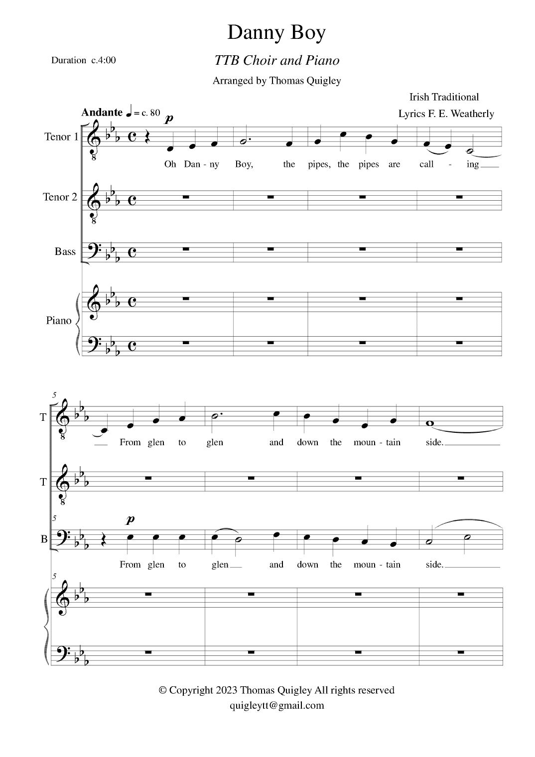 Danny Boy (TTB Choir) (arr. Thomas Quigley)