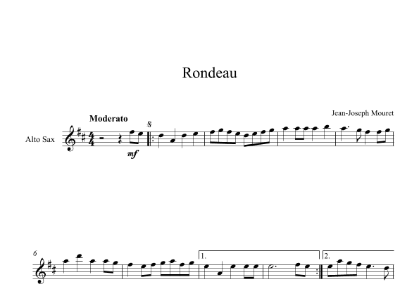 Rondeau - Jean-Joseph Mouret (Alto Sax) (arr. Digital Book Music)