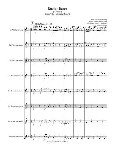 Russian Dance ("Trepak") (from "The Nutcracker Suite") (F) (Saxophone Octet - 3 Alto, 4 Tenor, 1 Bar (arr. Regis Bookshar)