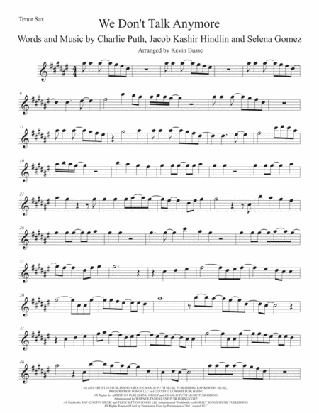 We Don't Talk Anymore (arr. Kevin Busse)