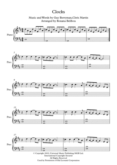 Clocks (arr. Roxana Belibou)