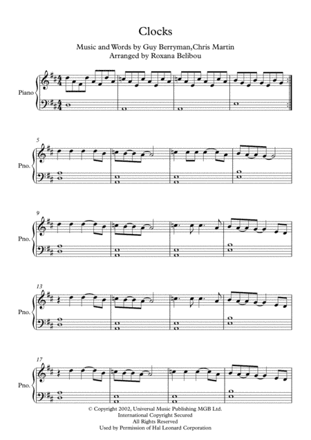 Clocks (arr. Roxana Belibou)