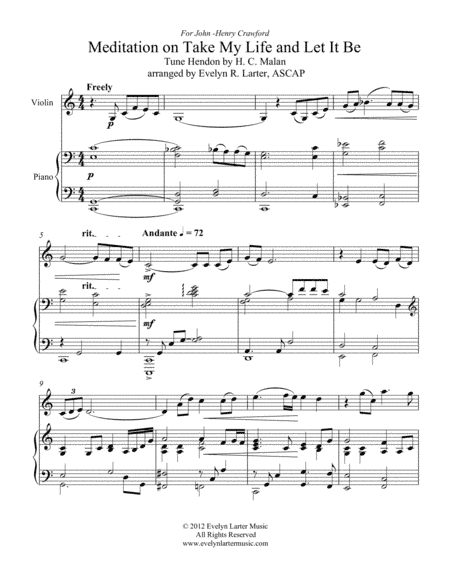 Meditation on Take My Life And Let It Be (arr. Evelyn Larter Music)