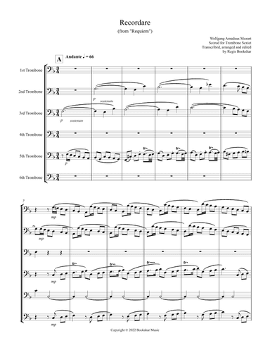 Recordare (from "Requiem") (F) (Trombone Sextet) (arr. Regis Bookshar)