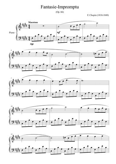 Fantaisie-Impromptu (Op. 66) - for piano solo (Easy) (arr. Passoni Music)