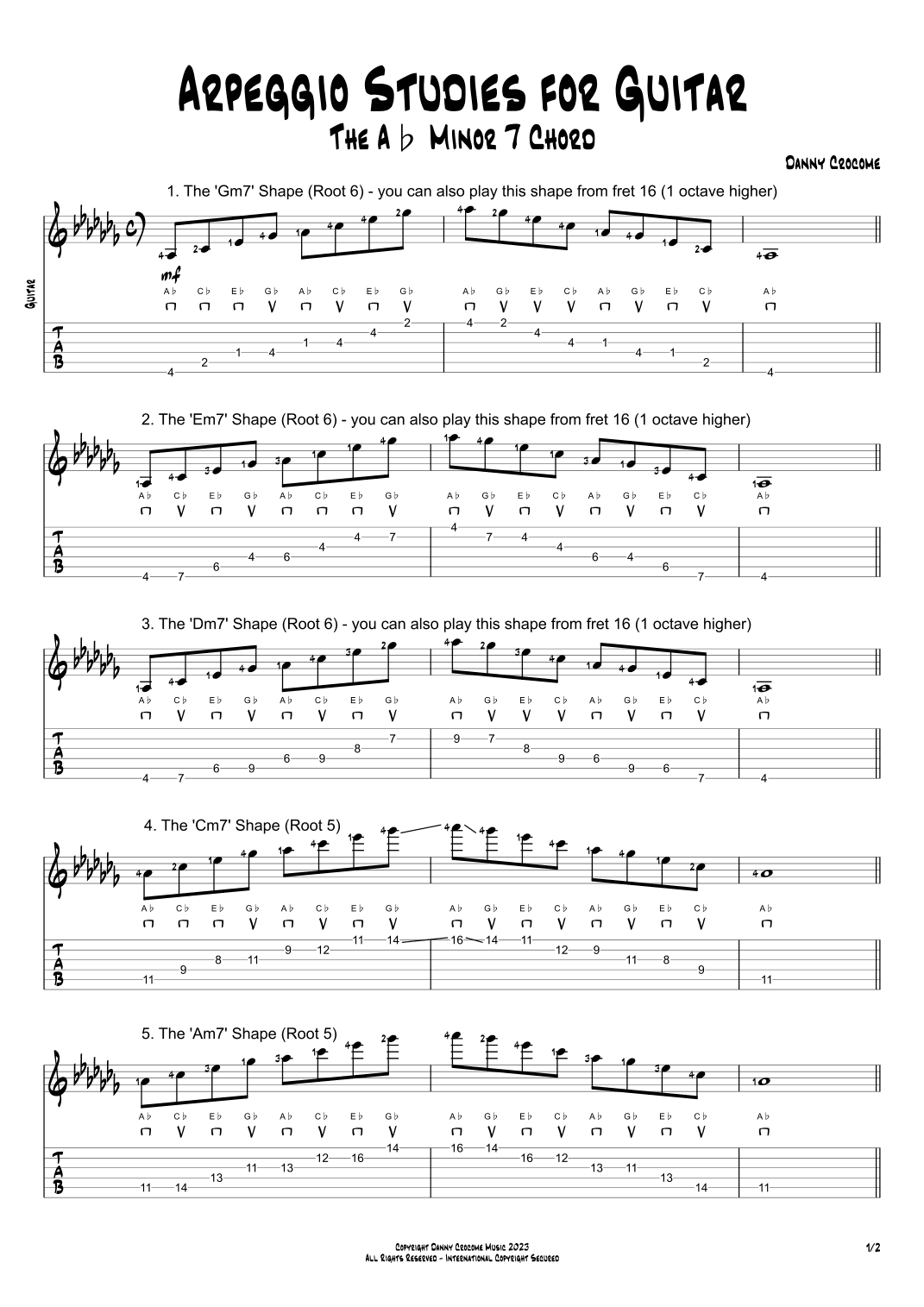 Arpeggio Studies for Guitar - The Ab Minor 7 Chord