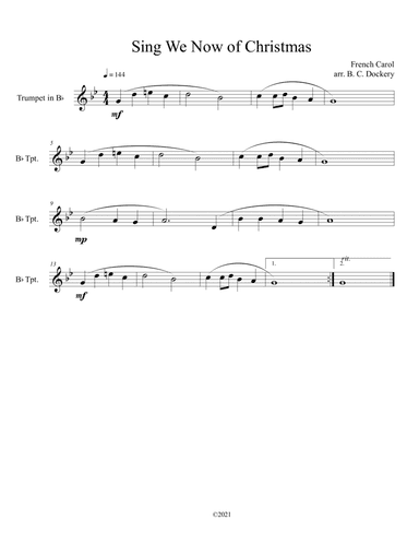 Sing We Now of Christmas (Trumpet Solo) (arr. B. C. Dockery)