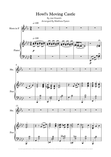 Howl's Moving Castle (arr. Matthew pyeon)