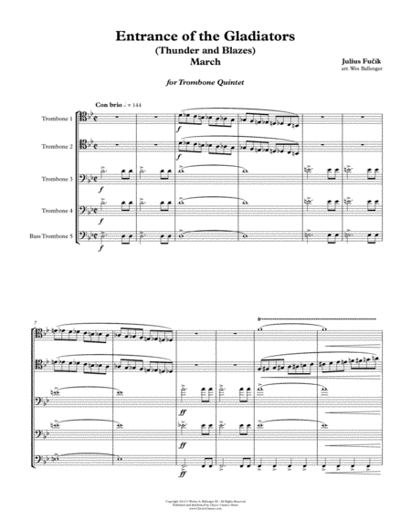 Entrance of the Gladiators (Thunder & Blazes March) for Trombone Quintet (arr. Wes Ballenger)