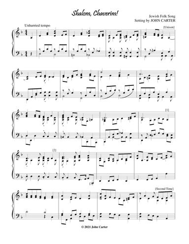 Shalom, Chaverim! (arr. John Carter)