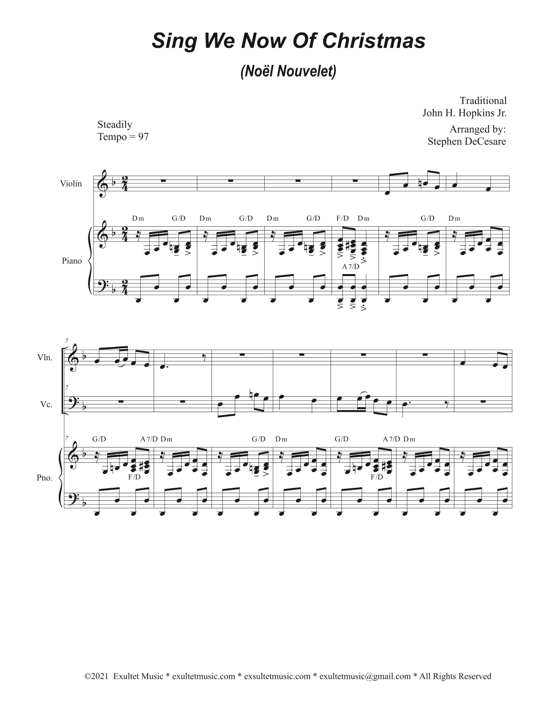Sing We Now Of Christmas (Noël Nouvelet) (Duet for Violin and Cello) (arr. Stephen DeCesare)
