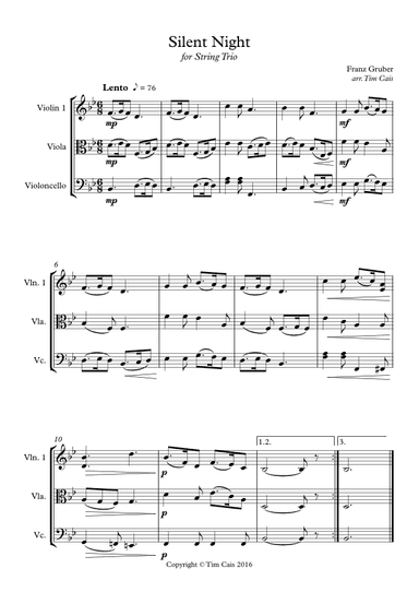 Silent Night: String Trio (Vln, Vla, Vc) (arr. Tim Cais)