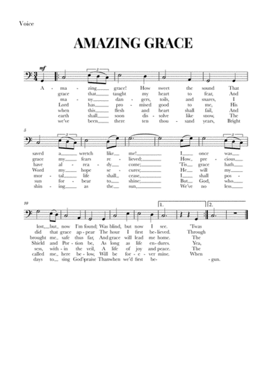 Amazing Grace for Bass (with lyrics) (arr. Cadenza Editions)