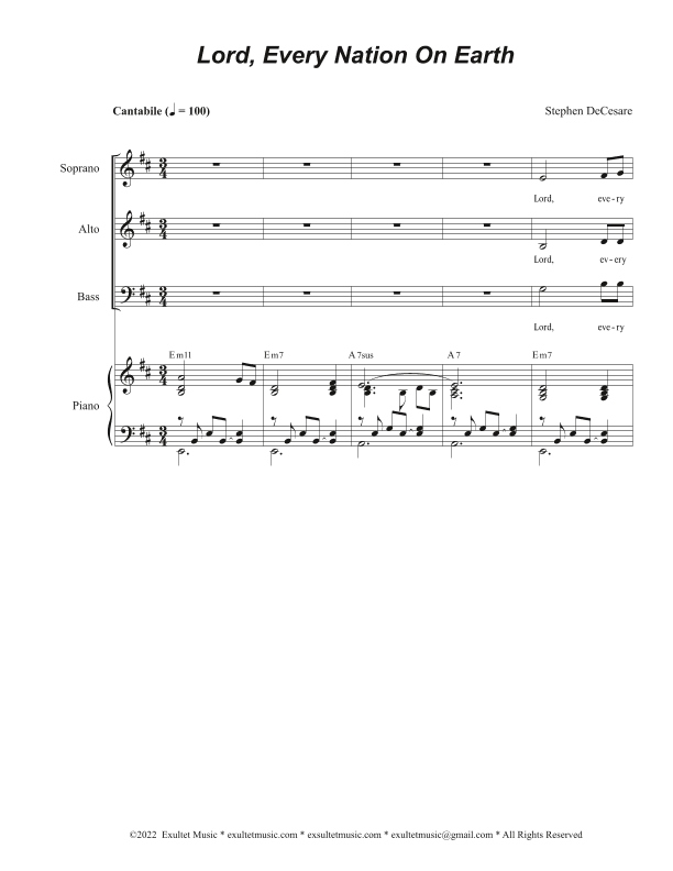 Lord, Every Nation On Earth (Vocal Trio - (SAB)