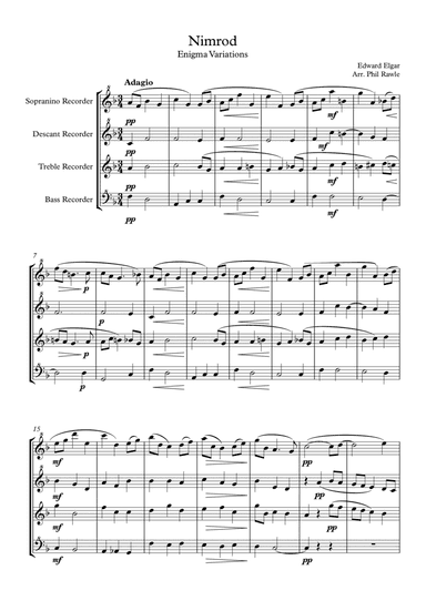 Nimrod - Recorder Quartet (arr. Phil Rawle)