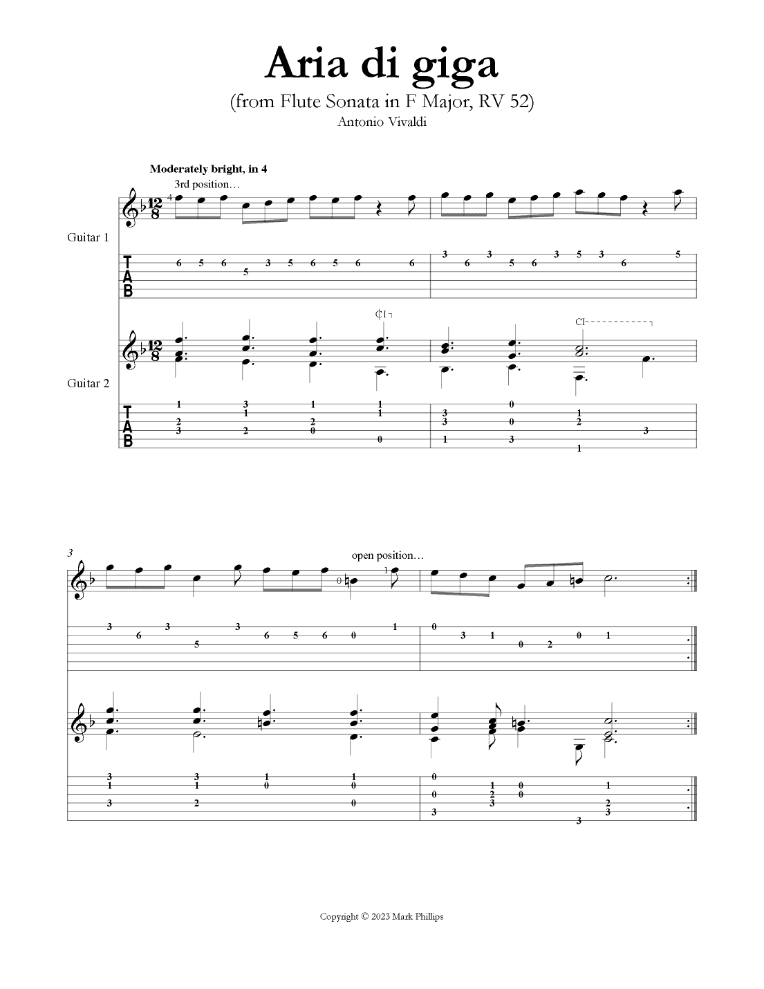 Aria di giga (from Flute Sonata in F Major, RV 52) (arr. Mark Phillips)