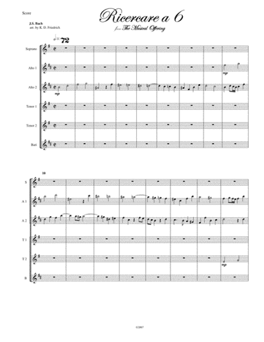 Ricercar a Six from "The Musical Offering" (arr. Kenneth D. Friedrich)