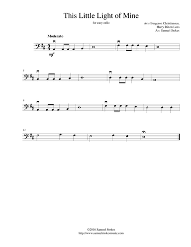 This Little Light of Mine - for easy cello (arr. Samuel Stokes)
