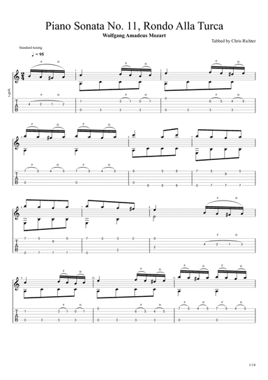 Rondo Alla Turca: Piano Sonata No. 11 in A major, K. 331 / 300i, III. Alla Turca (Solo Fingerstyl (arr. Chris Richter)