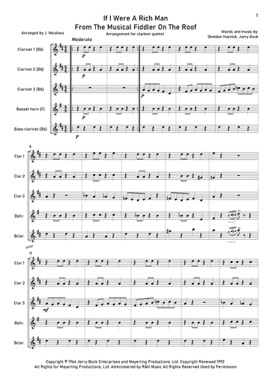 If I Were A Rich Man (arr. John Nicolaus)