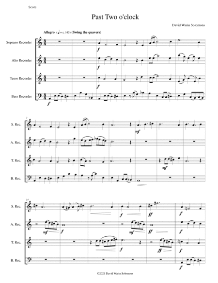 Past Two o'clock for recorder quartet