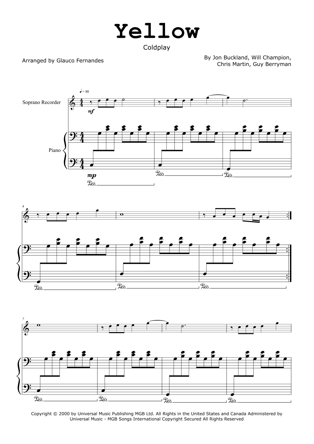 Yellow (arr. Glauco Fernandes)