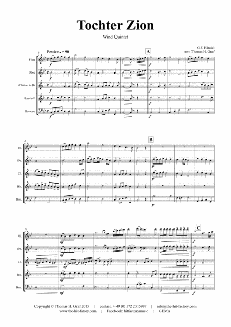 Tochter Zion - Choral & Shuffle - Wind Quintet (arr. Thomas H. Graf)