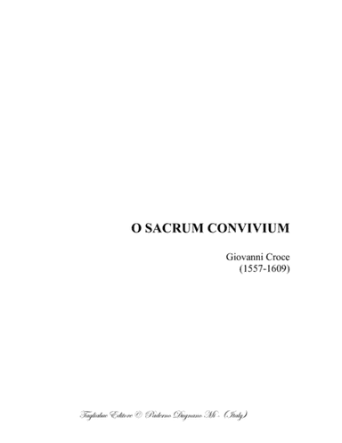 O SACRUM CONVIVIUM - G. Croce - For SATB Choir