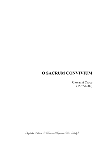 O SACRUM CONVIVIUM - G. Croce - For SATB Choir