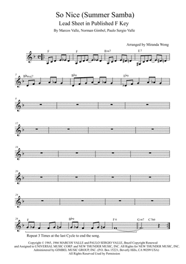 So Nice (summer Samba) (arr. Miranda Wong)