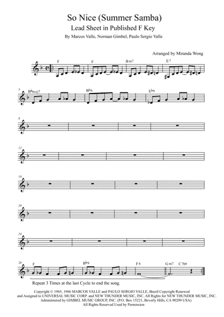So Nice (summer Samba) (arr. Miranda Wong)