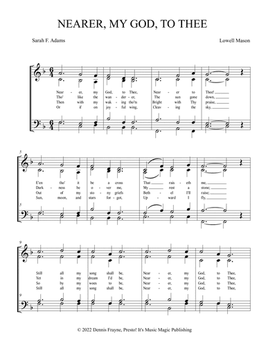 Nearer, My God, To Thee (arr. Presto! It's Music Magic Publishing)
