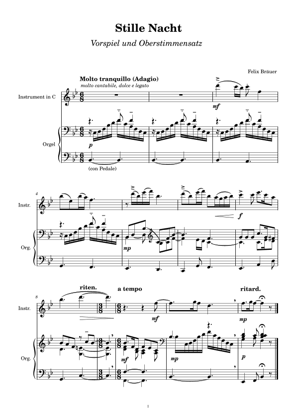 "Stille Nacht" Vorspiel und Oberstimme Satz (Hohes Instrument)