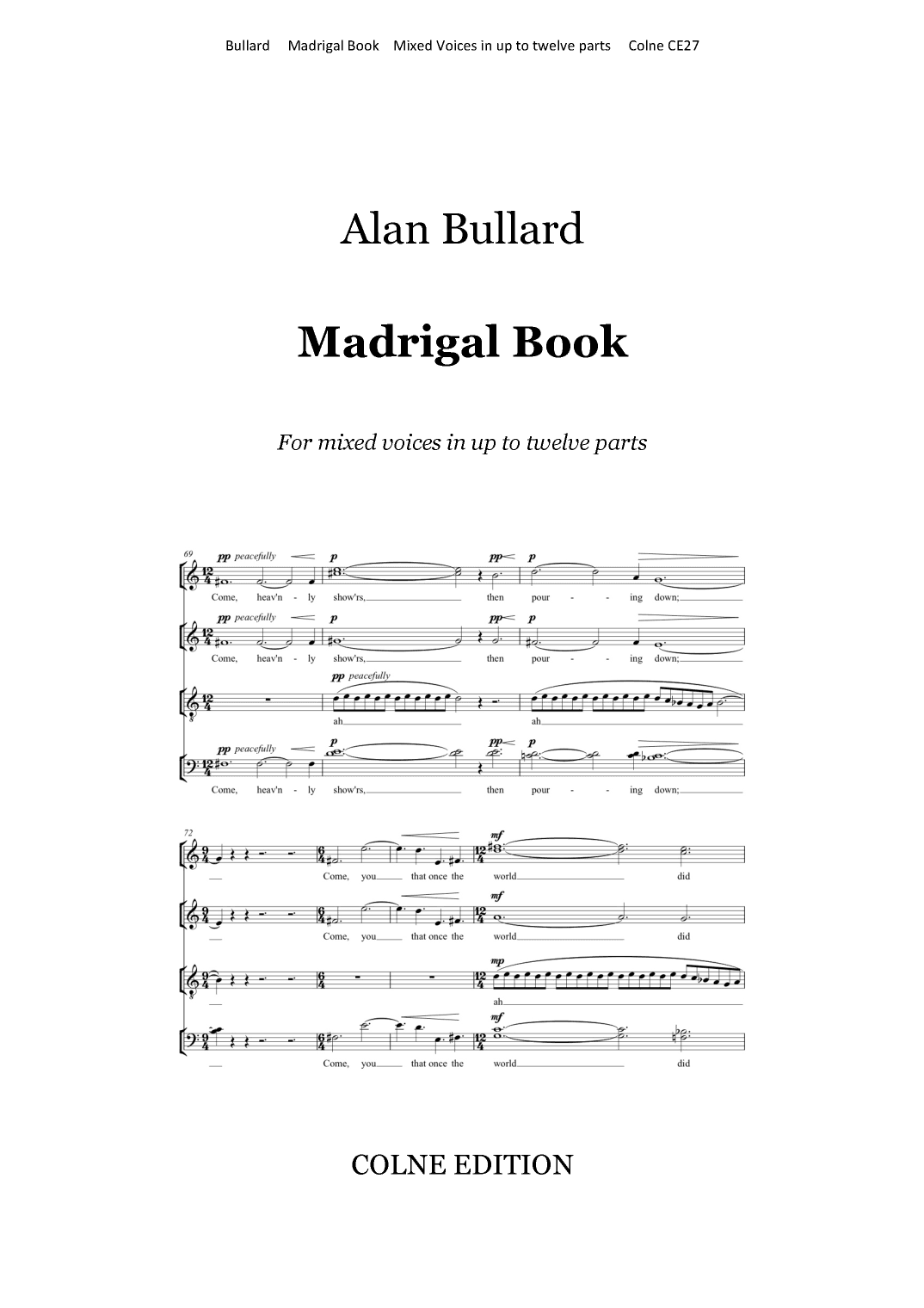 Madrigal Book (for unaccompanied choir in up to 12 parts)