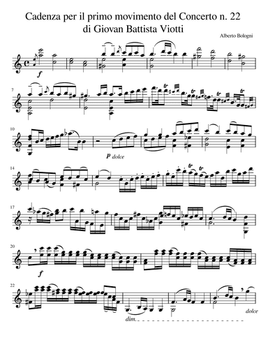 Cadenza for the first movement of G.B. Viotti's Violin Concerto n.22