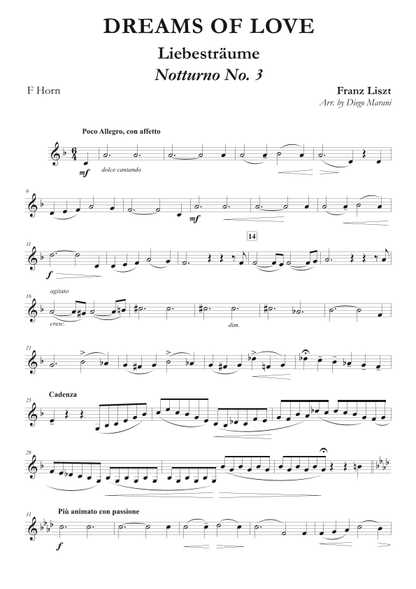 Dreams of Love No. 3 for Horn and Piano (arr. Diego Marani)