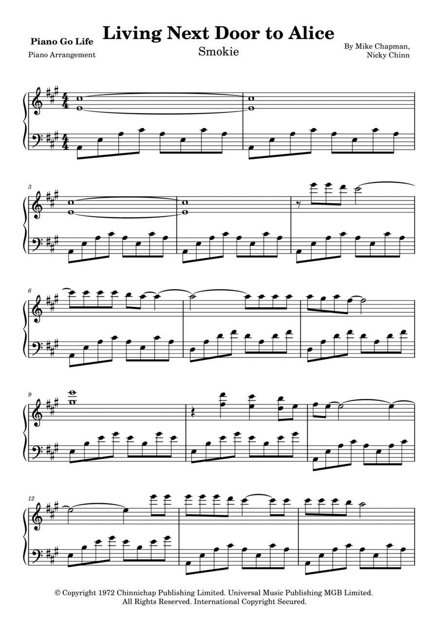 Living Next Door To Alice (arr. Piano Go Life)
