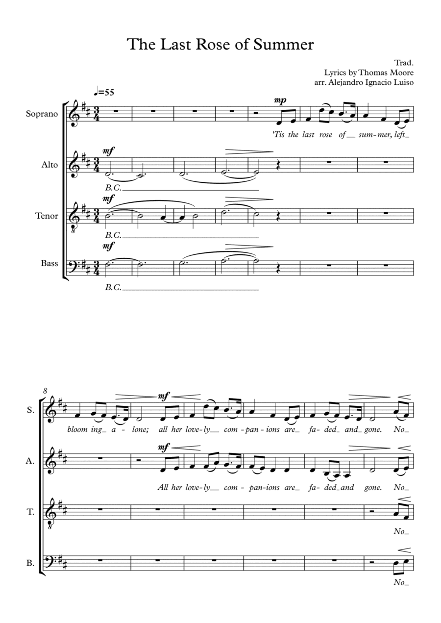 The Last Rose of Summer (arr. Alejandro Ignacio Luiso)