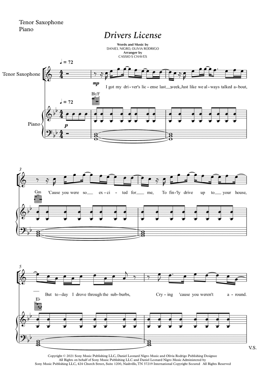 Drivers License (arr. Cássio Silva Chaves)