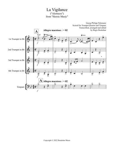 La Vigilance (from "Heroic Music") (Bb) (Trumpet Quartet, Timpani) (arr. Regis Bookshar)