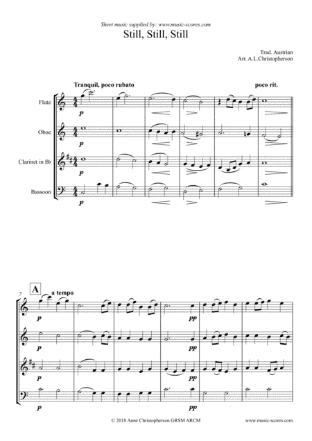 Still, Still, Still - Wind Quartet (arr. Anne L Christopherson GRSM ARCM)