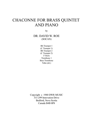 Chaconne for Brass Quintet and Piano