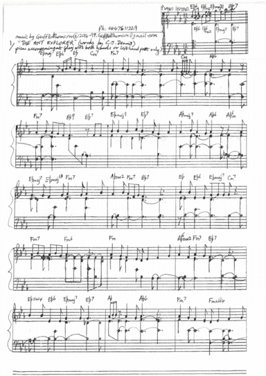 THE ANT EXPLORER. lead sheet& #CJDennis words AND piano
