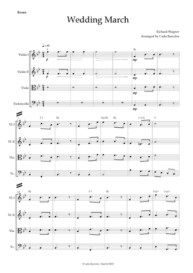 Wedding March (Wagner) Strings Quartet Chords (arr. Cadu Barcelos)