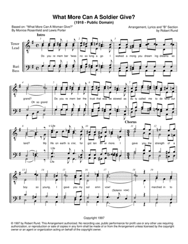 What More Can a Soldier Give? (TTBB - barbershop) - arr. Robert Rund (arr. Robert Rund)