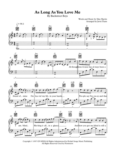 As Long As You Love Me (arr. Javin Tham)
