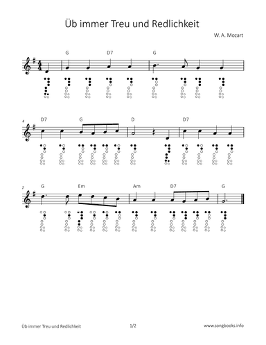 Üb immer Treu und Redlichkeit (arr. songbooks.info)