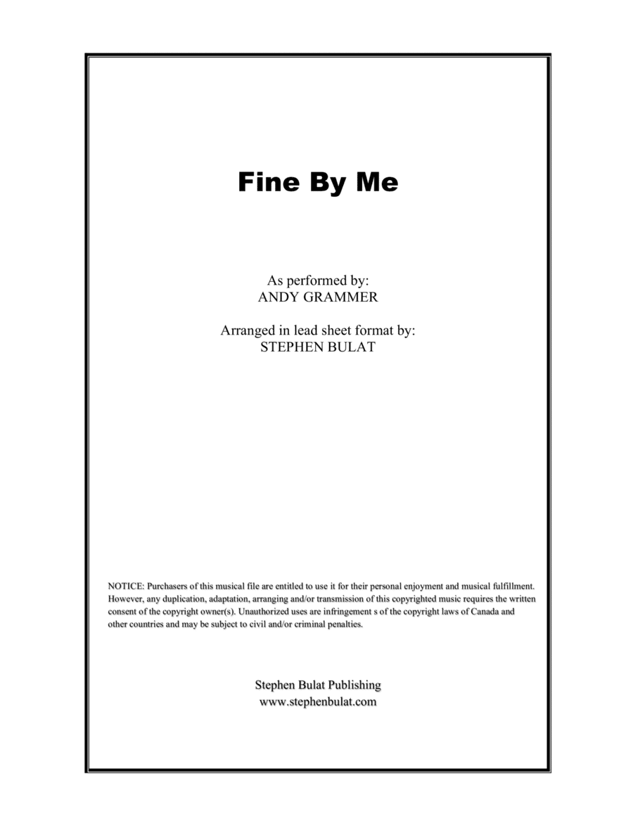 Fine By Me (arr. Stephen Bulat)