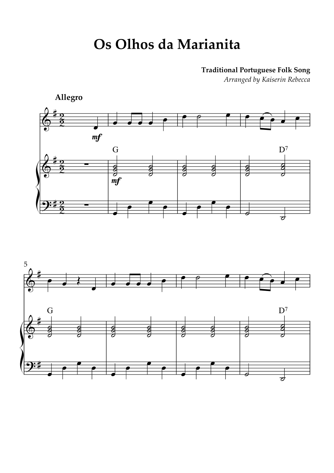 Os Olhos da Marianita (arr. Kaiserin Rebecca)