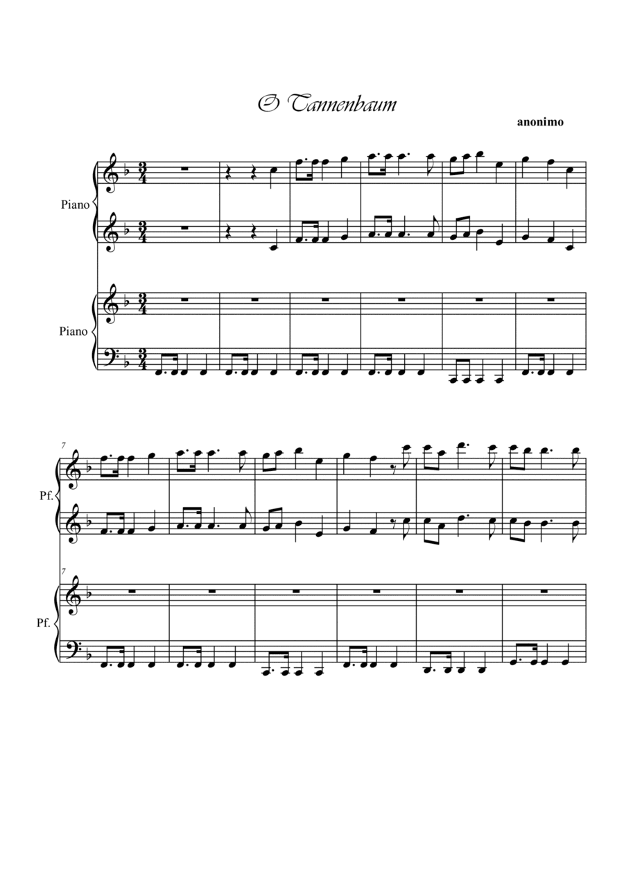 O Tannenbaum. Piano 4 hands (arr. Ester Alessandrini)